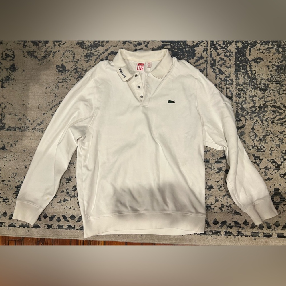 Supreme X Lacoste white polo sweatshirt